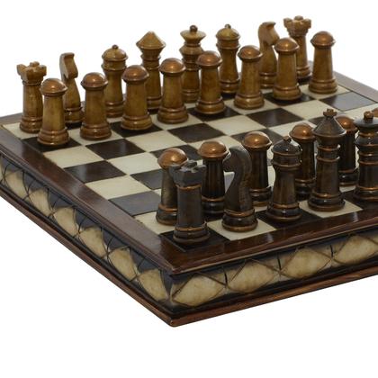 Imagem de Conjunto de jogos de xadrez Deco 79 Polystone 25x25x7cm Brown Limited Ed.