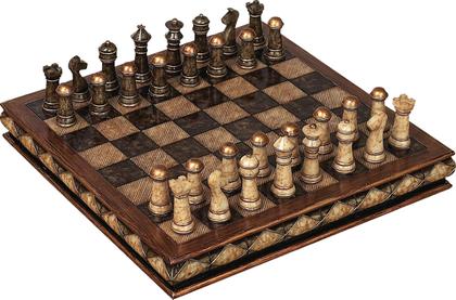 Imagem de Conjunto de jogos de xadrez Deco 79 Polystone 25x25x7cm Brown Limited Ed.