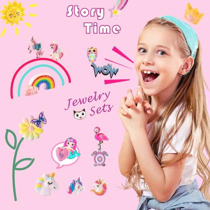 Imagem de Conjunto de joias BeandGE Little Girls Unicorn Colar 4-8 anos