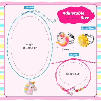 Imagem de Conjunto de joias BeandGE Little Girls Unicorn Colar 4-8 anos