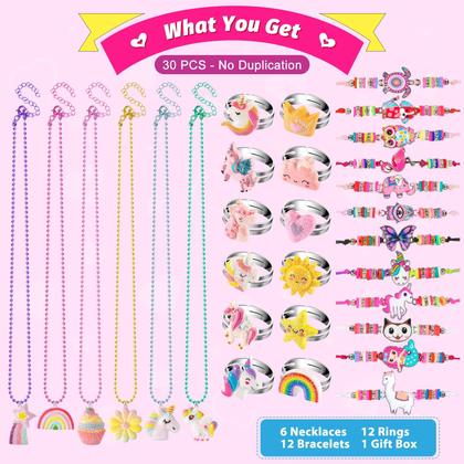 Imagem de Conjunto de joias BeandGE Little Girls Unicorn Colar 4-8 anos