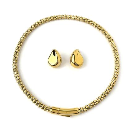 Imagem de Conjunto De Joias Com Colar Gargantilha E Brincos De Aço Inoxidável Banhados a Ouro E Prata, Estilo