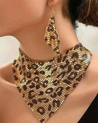 Imagem de Conjunto De Joias Com Estampa De Leopardo, Colar Sexy Com Pingente E Brincos, Design Vintage