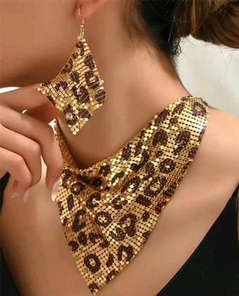 Imagem de Conjunto De Joias Com Estampa De Leopardo, Colar Sexy Com Pingente E Brincos, Design Vintage