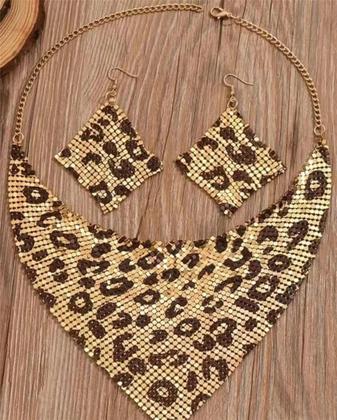 Imagem de Conjunto De Joias Com Estampa De Leopardo, Colar Sexy Com Pingente E Brincos, Design Vintage