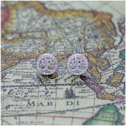 Imagem de Conjunto de joias com pingente Tree of Life em prata 925 com corrente de argolas