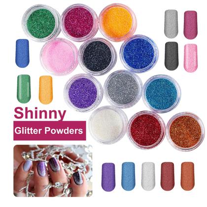 Imagem de Conjunto de kits de unhas acrílico SUNBELEE com 12 glitter em pó e ferramentas