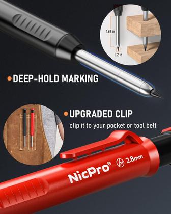 Imagem de Conjunto de lápis Carpenter Nicpro, pacote com 6, com apontador e 54 recargas
