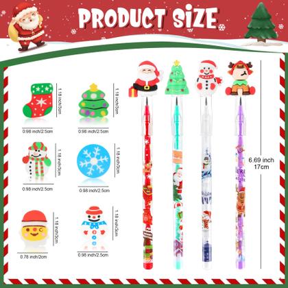 Imagem de Conjunto de lápis de papelaria para festas de Natal com borracha para crianças
