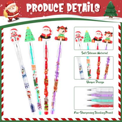 Imagem de Conjunto de lápis de papelaria para festas de Natal com borracha para crianças