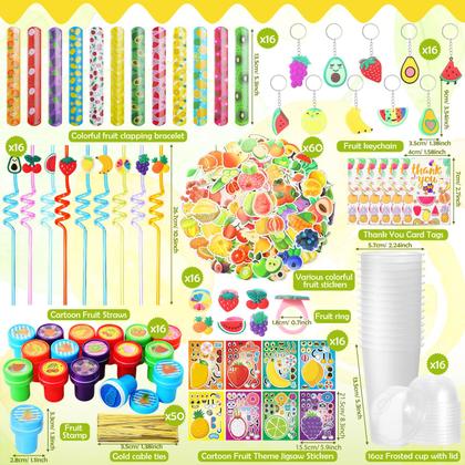Imagem de Conjunto de lembrancinhas de festa FoldTier, 189 unidades com tema de frutas de verão para crianças