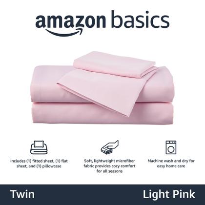 Imagem de Conjunto de lençóis Amazon Basics Kid's Soft Easy-Wash Microfiber Twin