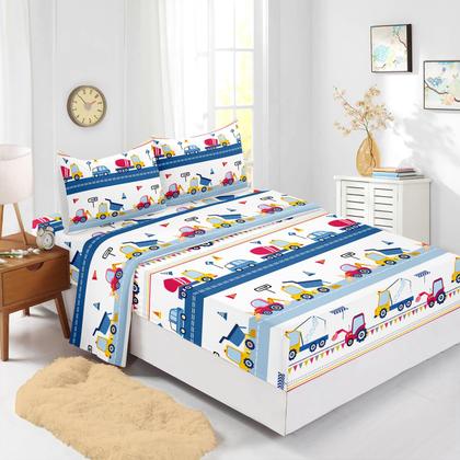 Imagem de Conjunto de lençóis Axolotl Cars Twin para meninos com 1 fronha ajustada, 1 plana