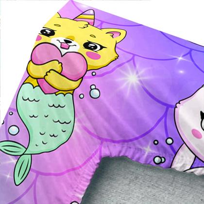 Imagem de Conjunto de lençóis Axolotl Unicorn Cat Queen com lençol com elástico e fronhas