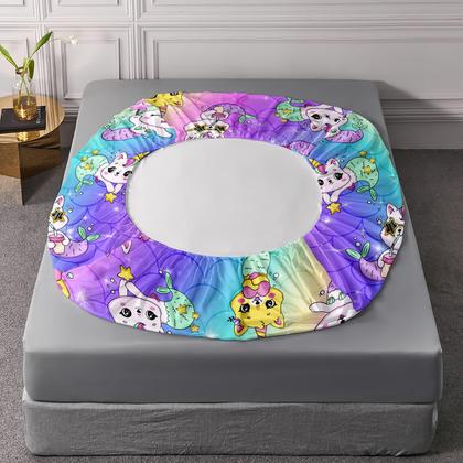 Imagem de Conjunto de lençóis Axolotl Unicorn Cat Queen com lençol com elástico e fronhas