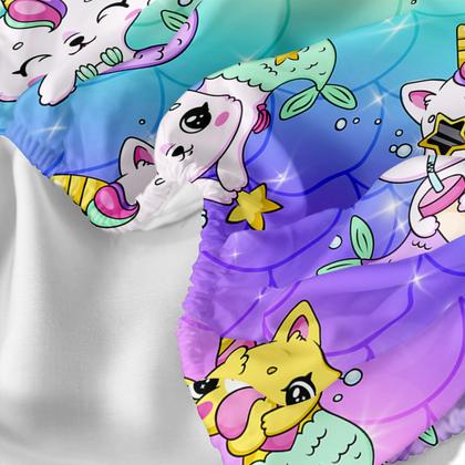 Imagem de Conjunto de lençóis Axolotl Unicorn Cat Queen com lençol com elástico e fronhas