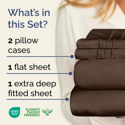 Imagem de Conjunto de lençóis CGK Unlimited Extra Deep Pocket Queen Brown