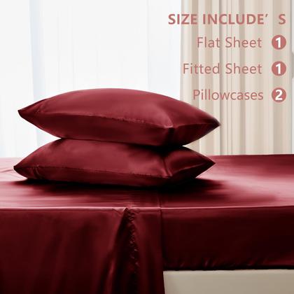 Imagem de Conjunto de lençóis CozyLux Satin King Size Burgundy 4 peças