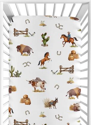 Imagem de Conjunto de Lençóis de Berço Sweet Jojo Designs Western Cowboy - Pacote com 2