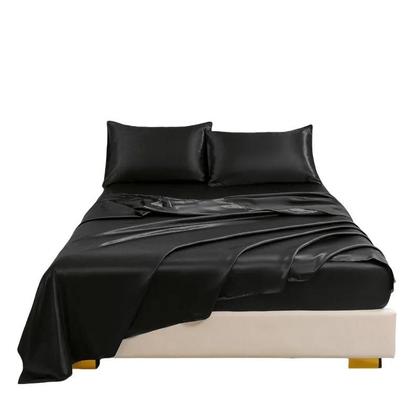 Imagem de Conjunto De Lençóis De Cetim Queen Size 4 Peças Lençol Ajustável Com Bolsos Profundos Lençol Plano 2