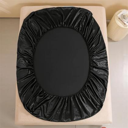 Imagem de Conjunto De Lençóis De Cetim Queen Size 4 Peças Lençol Ajustável Com Bolsos Profundos Lençol Plano 2