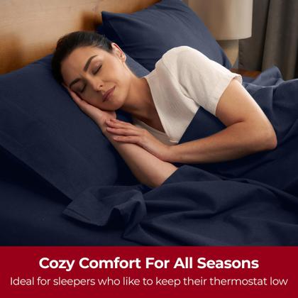 Imagem de Conjunto de lençóis de flanela Mellanni, 4 peças, 180 g/m2, algodão Queen