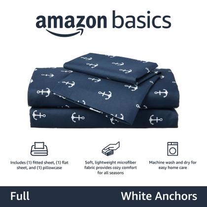 Imagem de Conjunto de lençóis de microfibra infantil Amazon Basics, totalmente branco, 4 peças