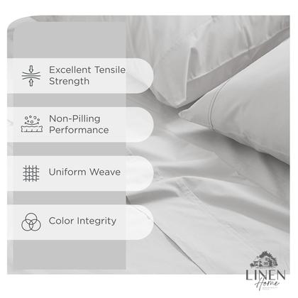 Imagem de Conjunto de lençóis Linen Home 100% algodão percal Twin XL Silver 4 unidades