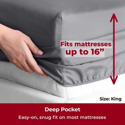 Imagem de Conjunto de lençóis Mellanni Iconic Collection King Size Grey