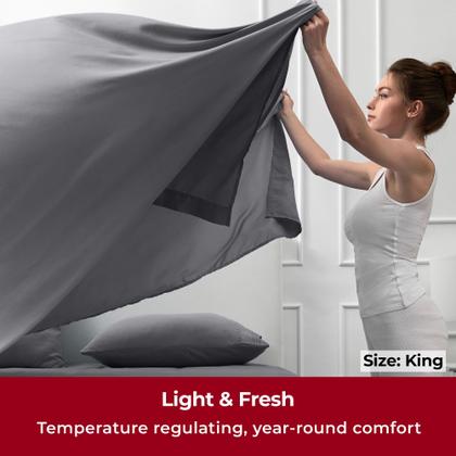 Imagem de Conjunto de lençóis Mellanni Iconic Collection King Size Grey