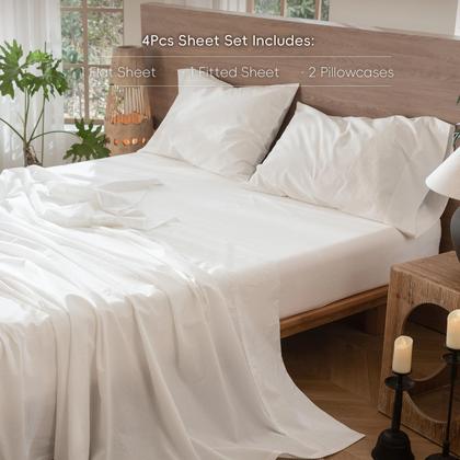 Imagem de Conjunto de lençóis MooMee 100% algodão lavado e linho Like Full