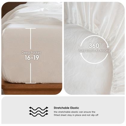 Imagem de Conjunto de lençóis MooMee 100% algodão lavado e linho Like Full