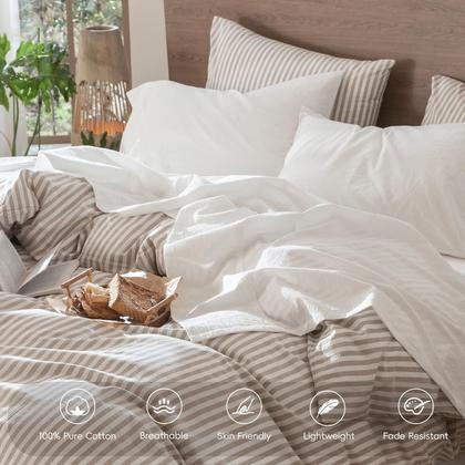 Imagem de Conjunto de lençóis MooMee 100% algodão lavado e linho Like Full