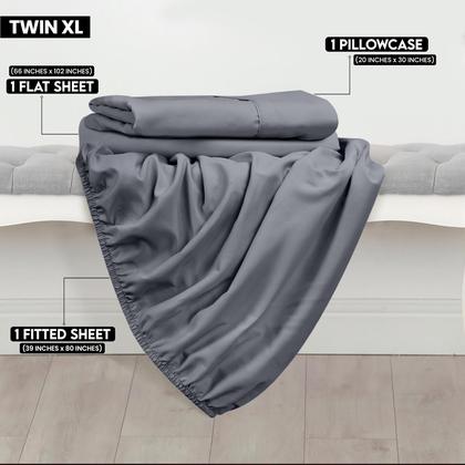 Imagem de Conjunto de lençóis Utopia Bedding Twin XL, microfibra escovada, cinza