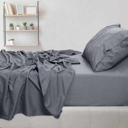 Imagem de Conjunto de lençóis Utopia Bedding Twin XL, microfibra escovada, cinza