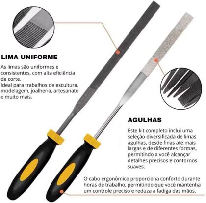 Imagem de Conjunto De Limas Agulha 6 Unidades Variadas Redonda Chata Triangular Profissional
