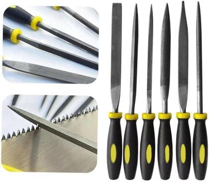 Imagem de Conjunto De Limas Agulha 6 Unidades Variadas Redonda Chata Triangular Profissional