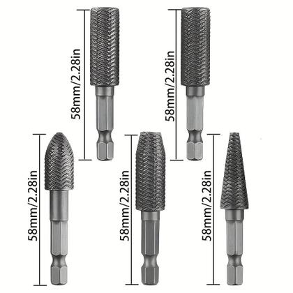Imagem de Conjunto De Limas Rotativas De Aço Carbono Durável Com Haste Hexagonal Cinza Escuro, 5 Peças, Para