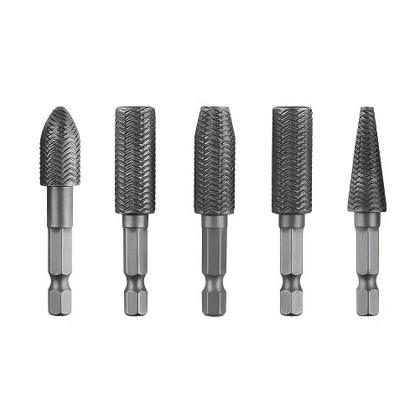 Imagem de Conjunto De Limas Rotativas De Aço Carbono Durável Com Haste Hexagonal Cinza Escuro, 5 Peças, Para