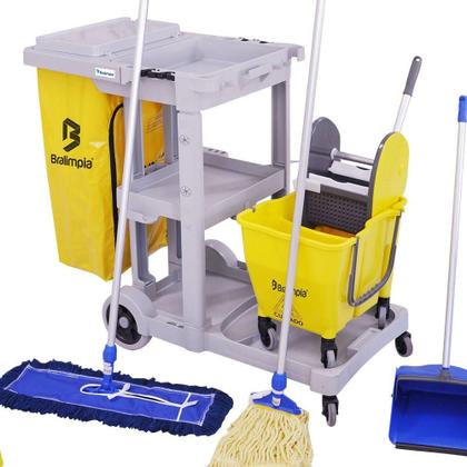 Imagem de Conjunto de Limpeza Completo  NYKT03 Amarelo com Sistema 2 Águas Cabo Alumínio Bralimpia