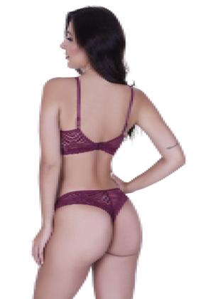 Imagem de Conjunto de Lingerie Meia Taça Sem Bojo Renda com Aro -c1 MILEIDE