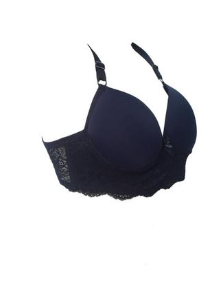 Imagem de Conjunto de lingerie plus size com bojo em microfibra e renda Sensual Preto