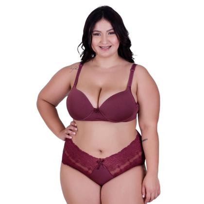 Imagem de Conjunto de Lingerie Plus Size Sutiã Reforçado e Calcinha Renda - c15 PAULA