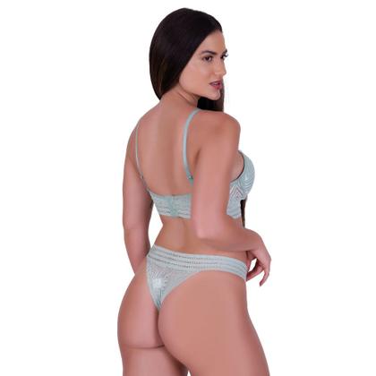Imagem de Conjunto de Lingerie Sutiã com Bojo e Calcinha de Renda Elástico Conjunto Jessica