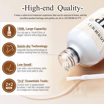 Imagem de Conjunto de líquidos Dip Powder AZUREBEAUTY 15 ml/0,5 onças com base/camada superior