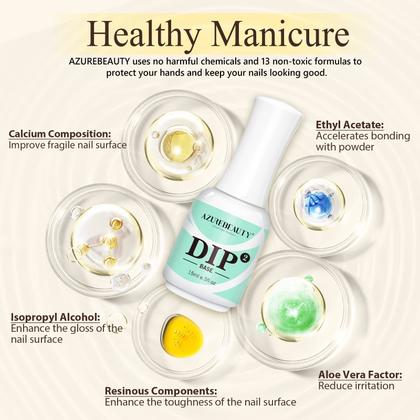 Imagem de Conjunto de líquidos Dip Powder AZUREBEAUTY 15 ml/0,5 onças com base/camada superior