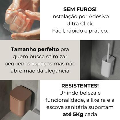 Imagem de Conjunto de Lixeira com Escova Sanitária de Pia/Parede Aura Bege - Ou