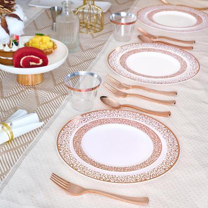 Imagem de Conjunto de louças JOLLY CHEF Rose Gold 150 unidades para 25 convidados
