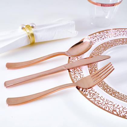 Imagem de Conjunto de louças JOLLY CHEF Rose Gold 150 unidades para 25 convidados