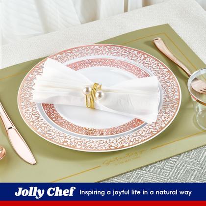 Imagem de Conjunto de louças JOLLY CHEF Rose Gold 150 unidades para 25 convidados